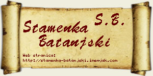 Stamenka Batanjski vizit kartica